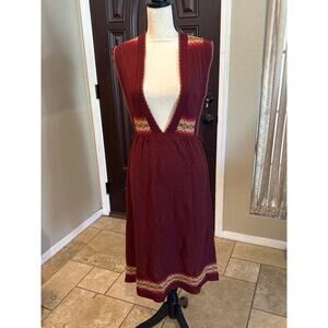 Molly Bracken Maroom Deep V Neck Sweater Dress